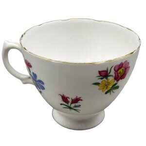 VintageTeacup Royal Vale bone china made in England flowers on white cup READ